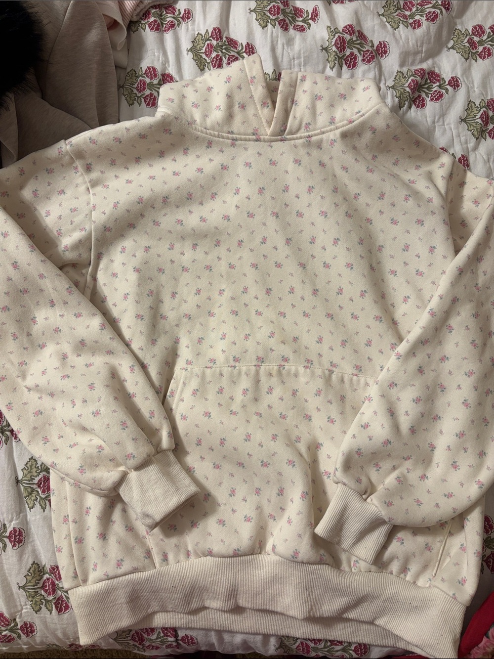 Altar'd State Cream Floral Mock Neck Sweatshirt